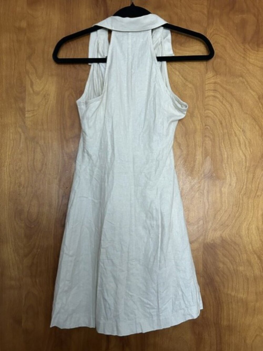 MANGO MNG Beige Wrap Mini Dress XS US 2 Collared Sleeveless - Picture 3 of 6
